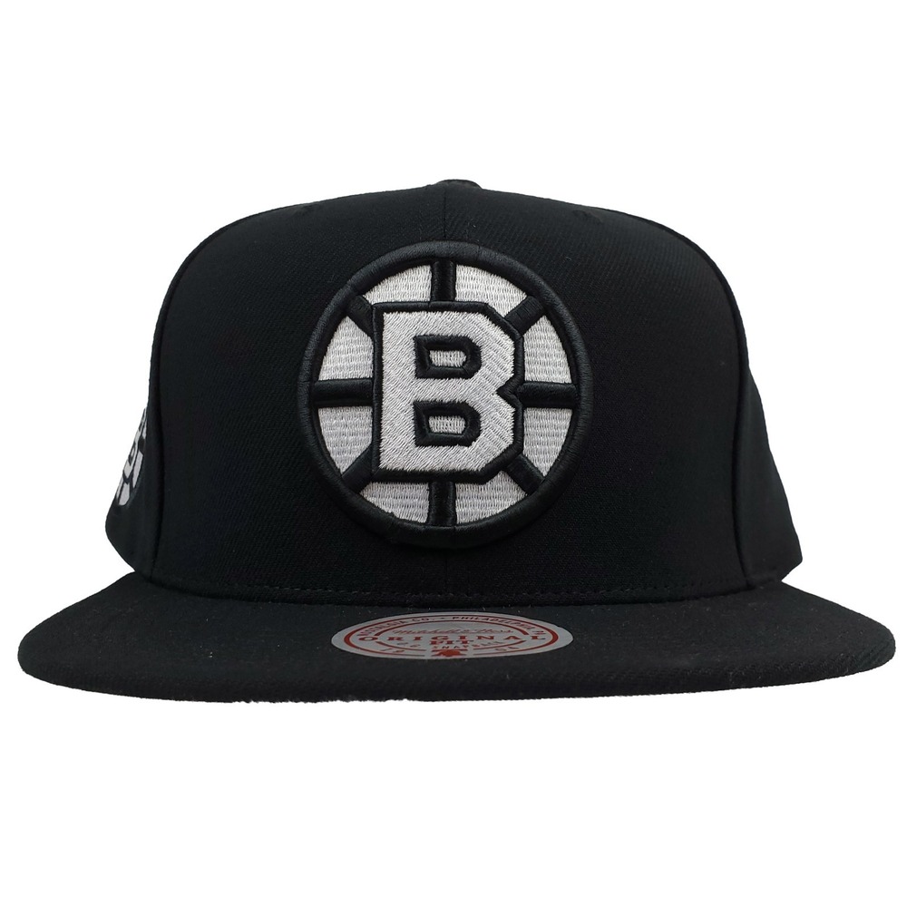 Boston Bruins Mitchell & Ness NHL Snapback Hat Cap 3D Logo Side Logo Black NWT